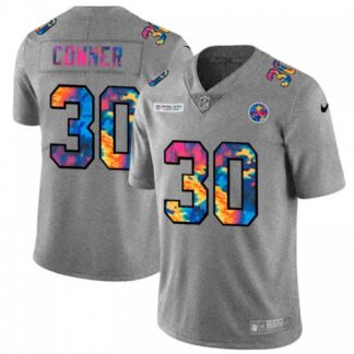 Pittsburgh Steelers #30 James Conner Men’s Nike Multi-Color 2020 NFL Crucial Catch NFL Jersey Greyheather