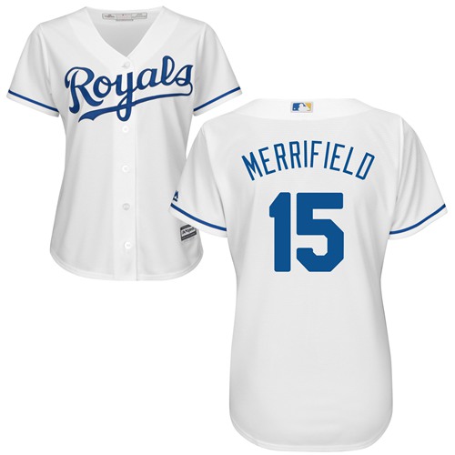 Kansas City Royals #15 Whit Merrifield White Home Women’s Stitched MLB Jersey