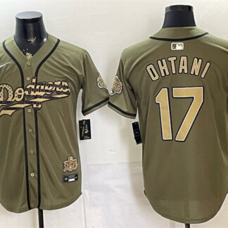 Men's Los Angeles Dodgers #17 Shohei Ohtani Olive 2026 Armed Forces Day Stitched Baseball Jerseys