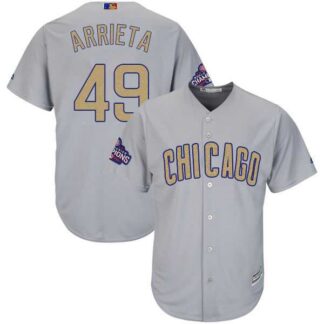 Chicago Cubs #49 Jake Arrieta World Series Champions Gold Program Cool Base Stitched Jersey JiaSu