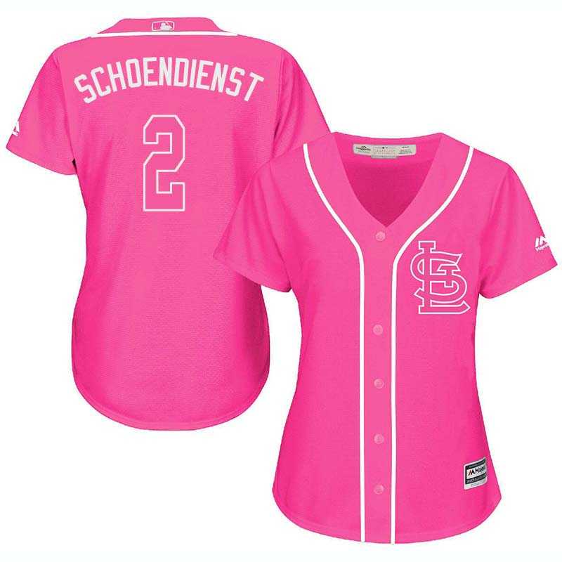 Glued Women's St. Louis Cardinals #2 Red Schoendienst Pink New Cool Base Jersey WEM