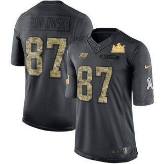 Nike Tampa Bay Buccaneers #87 Rob Gronkowski Black Men’s Super Bowl LV Champions Patch NFL Limited 2016 Salute to S...