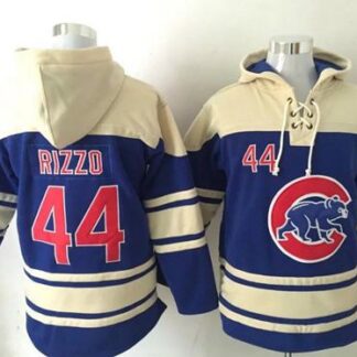 Cubs #44 Anthony Rizzo Blue Sawyer Hooded Sweatshirt MLB Hoodie