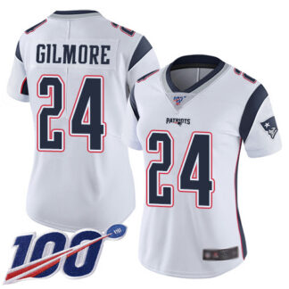 Nike New England Patriots #24 Stephon Gilmore White Women’s Stitched NFL 100th Season Vapor Limited Jersey
