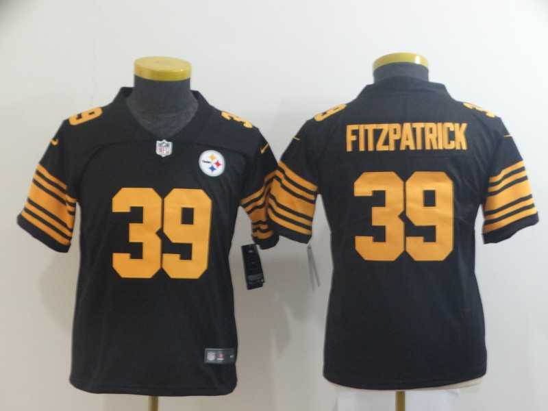 Youth Nike Steelers 39 Minkah Fitzpatrick Black Color Rush Limited Jersey