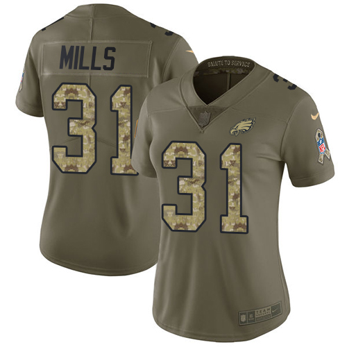 Nike Philadelphia Eagles #31 Jalen Mills Olive/Camo Women’s Stitched NFL Limited 2017 Salute to Service Jersey