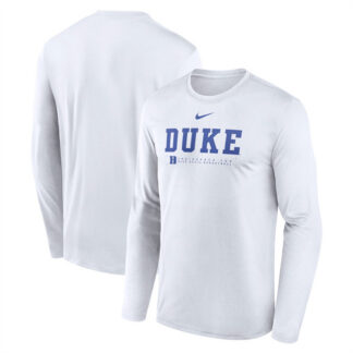 Men's Duke Blue Devils White 2025 Courtside Basketball Shootaround Legend Dri-FIT Long Sleeve T-Shirt