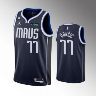 Men's Dallas Mavericks #77 Luka Doncic Navy Statement Edition With NO.6 Patch Stitched Basketball Jersey V5JS