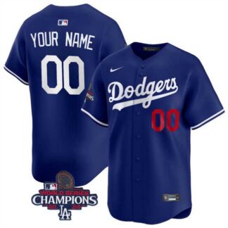 Men's Los Angeles Dodgers Active Player Cuatom Royal 2024 World Series Champions Alternate Limited Stitched Basebal...