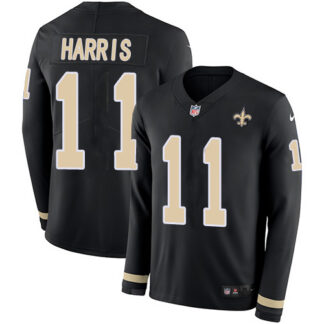 Nike New Orleans Saints #11 Deonte Harris Black Team Color Men’s Stitched NFL Limited Therma Long Sleeve Jersey