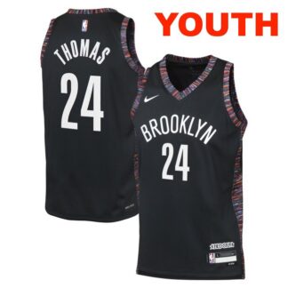 Youth Brooklyn Nets #24 Cam Thomas Cam Thomas Black 2025 City Edition Swingman Stitched Jersey