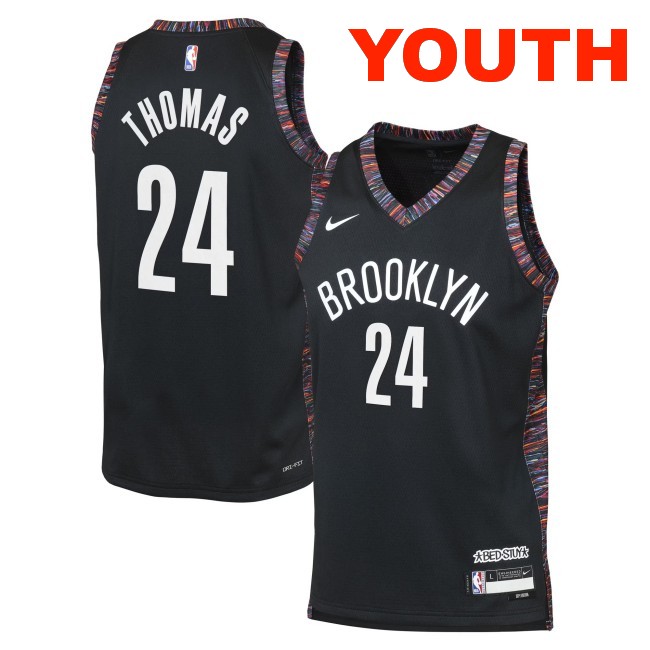 Youth Brooklyn Nets #24 Cam Thomas Cam Thomas Black 2025 City Edition Swingman Stitched Jersey