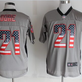 Nike San Francisco 49ers #21 Frank Gore 2014 USA Flag Fashion Gray Elite Jersey