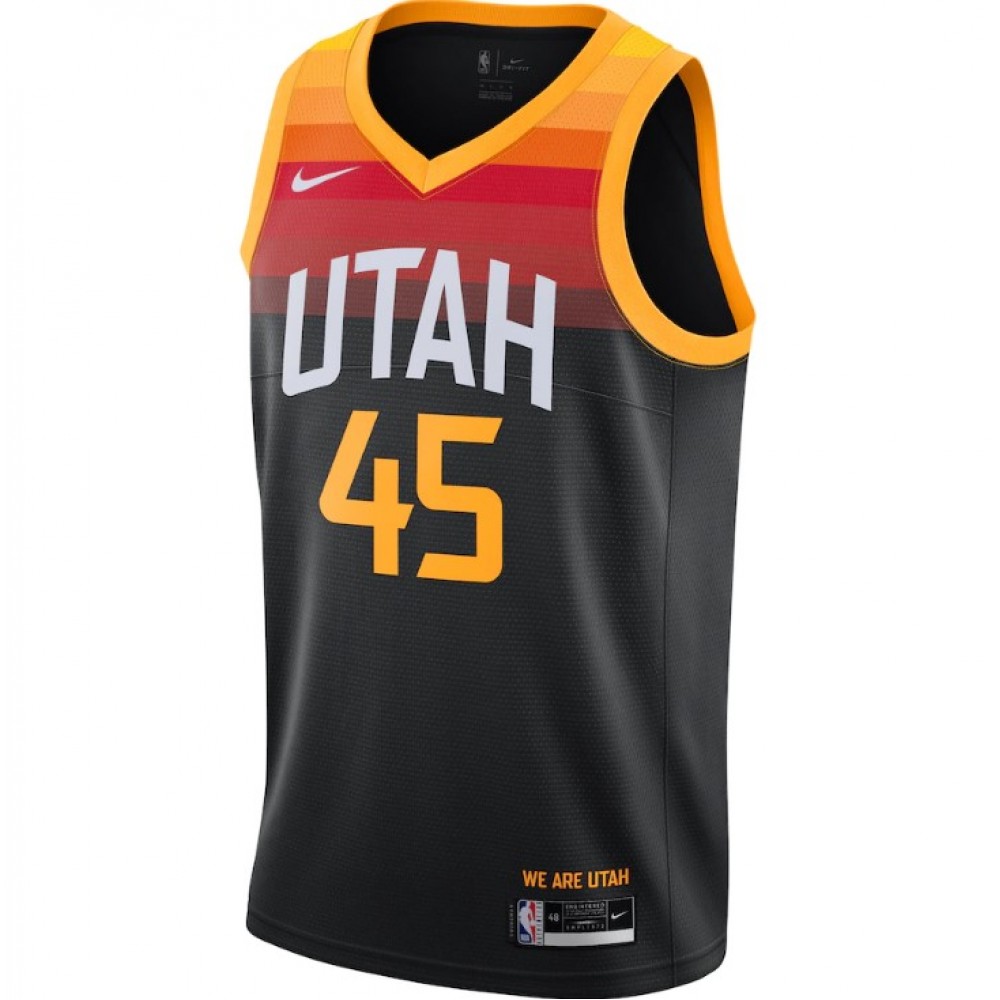 Men's Utah Jazz Donovan Mitchell #45 Nike Black Replica Swingman Jersey - City Edition - Image 2