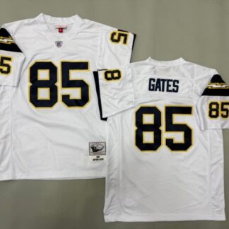 Men's Los Angeles Chargers #85 Antonio Gates White 2006 Throwback Stitched Jersey
