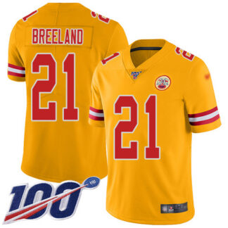 Nike Kansas City Chiefs #21 Bashaud Breeland Gold Youth Stitched NFL Limited Inverted Legend 100th Season Jersey