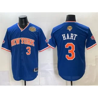Youth New York Knicks #3 Josh Hart Royal 2026 Finals & Eastern Conference Champions Patch Stitched Baseball Jersey