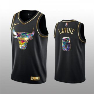 Men's Chicago Bulls #8 Zach lavine 2021/22 Black Golden Edition 75th Anniversary Diamond Logo Stitched Basketball J...
