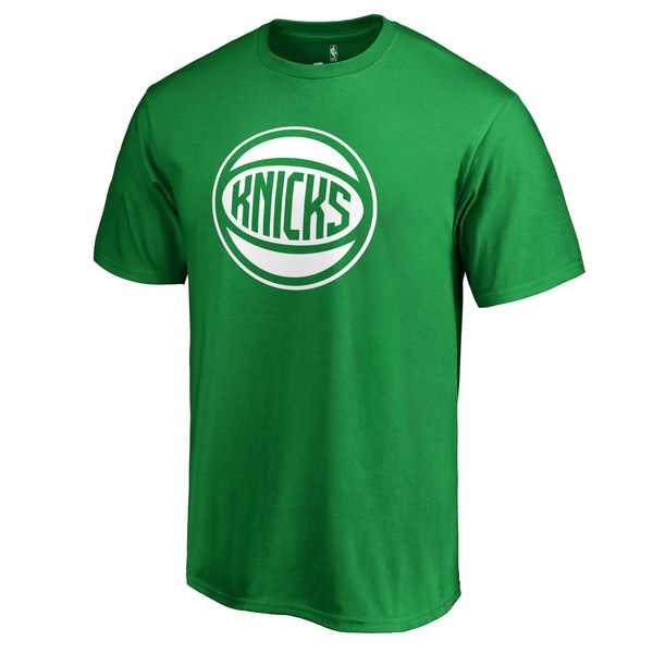 Men's New York Knicks Fanatics Branded Kelly Green St. Patrick's Day White Logo T-Shirt FengYun