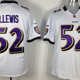 Nike Baltimore Ravens #52 Ray Lewis White Game Jersey