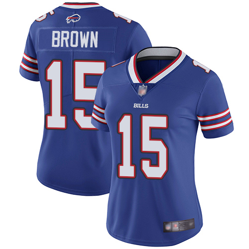 Nike Buffalo Bills #15 John Brown Royal Blue Team Color Women’s Stitched NFL Vapor Untouchable Limited Jersey
