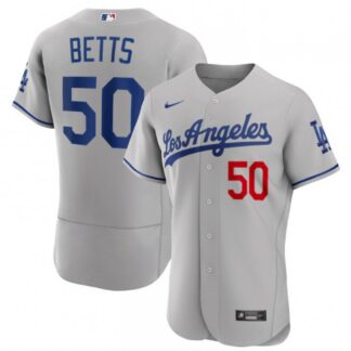 Men's Los Angeles Dodgers Mookie Betts #50 Nike Gray 2020 Home Official Authentic Player Jersey