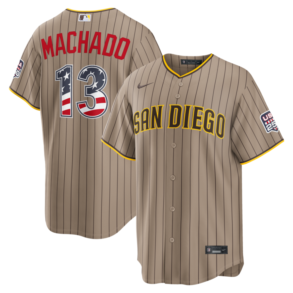 Manny Machado San Diego Padres Nike USA 250 Fourth of July Alternate Stadium Jersey - Sand