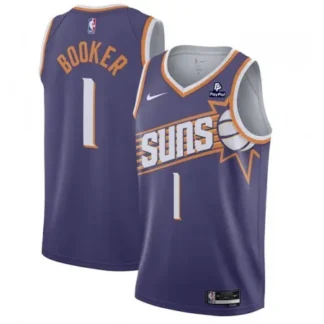 Men's Phoenix Suns #1 Devin Booker Purple 2023 Icon Edition Stitched Basketball Jersey 5627