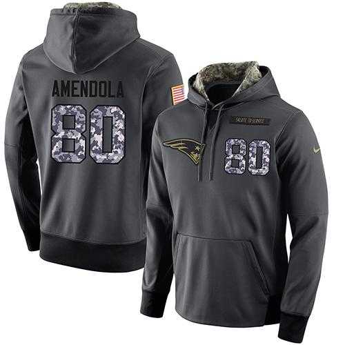 Glued Nike New England Patriots #80 Danny Amendola Men's Anthracite Salute to Service Player Performance Hoodie