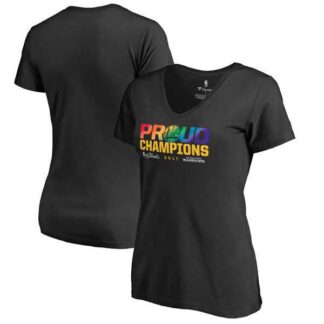Women's Golden State Warriors 2017 NBA Champions Proud Black T-Shirt FengYun
