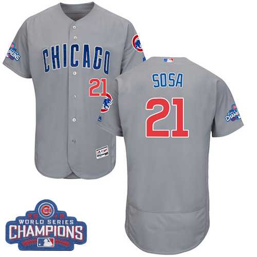 Chicago Cubs #21 Sammy Sosa Gray 2016 World Series Champions Flexbase Stitched Jersey DingZhi