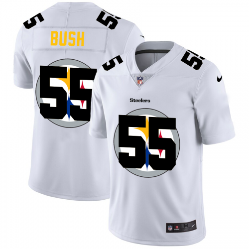 Pittsburgh Steelers #55 Devin Bush White Men’s Nike Team Logo Dual Overlap Limited NFL Jersey