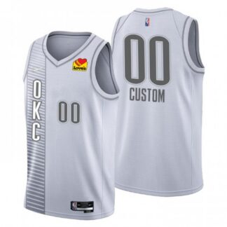 Oklahoma City Thunder Custom Men’s Nike Gray 2021/22 Swingman NBA Jersey – City Edition