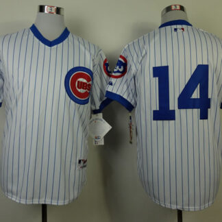Chicago Cubs #14 Ernie Banks White Blue Pinstripe 1988 Throwback Jerseys