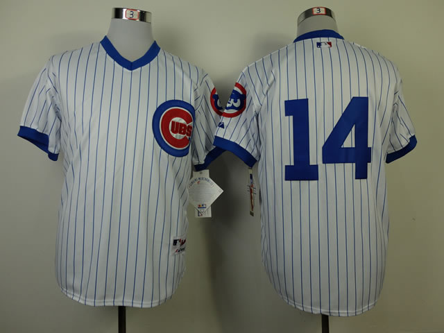 Chicago Cubs #14 Ernie Banks White Blue Pinstripe 1988 Throwback Jerseys