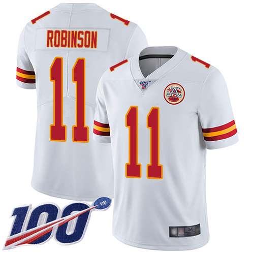 Nike Kansas City Chiefs #11 Demarcus Robinson White Men’s Stitched NFL 100th Season Vapor Limited Jersey