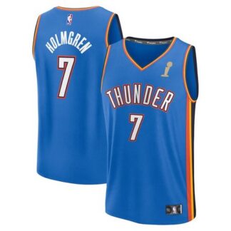Youth Oklahoma City Thunder #7 Chet Holmgren Blue 2025 NBA Finals Champions Fast Break Replica Player Icon Edition...