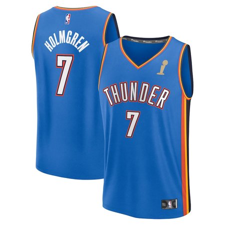 Youth Oklahoma City Thunder #7 Chet Holmgren Blue 2025 NBA Finals Champions Fast Break Replica Player Icon Edition...