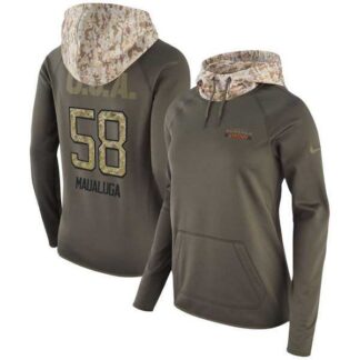 Women Nike Bengals 58 Rey Maualuga Olive Salute To Service Pullover Hoodie