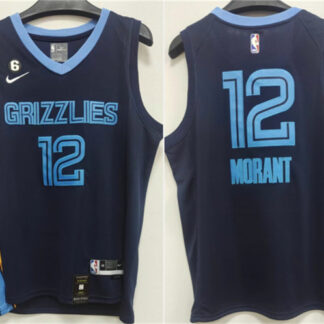 Men's Memphis Grizzlies #12 Ja Morant Navy With NO.6 Patch Stitched Jersey