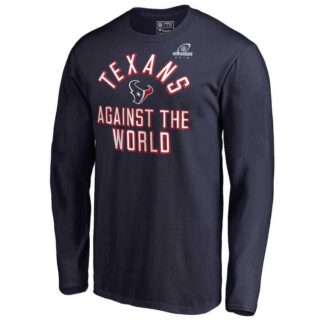 Men's Texans Navy 2018 NFL Playoffs Against The World Long Sleeve T-Shirt