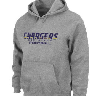 San Diego Chargers Authentic font Pullover Hoodie Grey