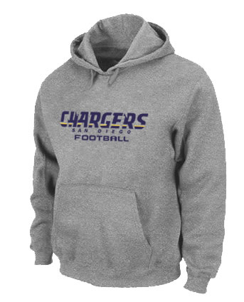San Diego Chargers Authentic font Pullover Hoodie Grey