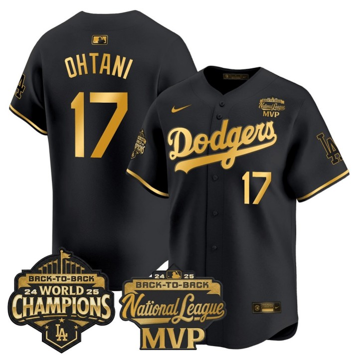 Men's & Women's & Youth Los Angeles Dodgers #17 Shohei Ohtani Back-To-Back World Series Champions MVP Stitched Limi...