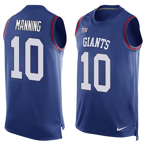 Nike New York Giants #10 Eli Manning Royal Blue Team Color Men’s Stitched NFL Limited Tank Top Jersey