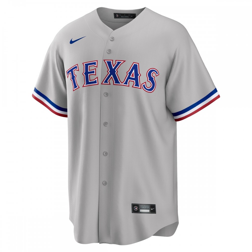Texas Rangers Nike Road Custom Replica Jersey - Gray - Image 2