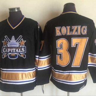 Capitals 37 Kolzig Black CCM Throwback Stitched Jersey