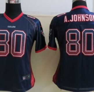 Nike Houston Texans #80 Andre Johnson Drift Fashion Blue Womens Jersey