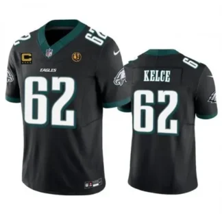 Men's Philadelphia Eagles #62 Jason Kelce Black 2023 F.U.S.E. With 4-star C Patch And John Madden Patch Vapor Limit...