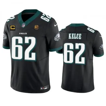 Men's Philadelphia Eagles #62 Jason Kelce Black 2023 F.U.S.E. With 4-star C Patch And John Madden Patch Vapor Limit...